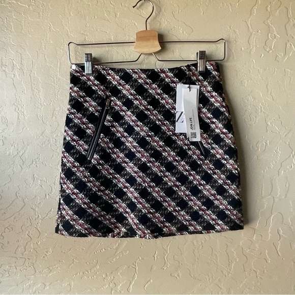 Zara Tweed Stripe Mini Skirt With Pockets - Picture 8 of 12